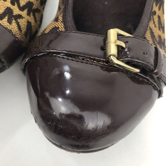 Michael Michael Kors ERIN Brown Logo Fabric Cap Toe Ballet Flats - Picture 4 of 11